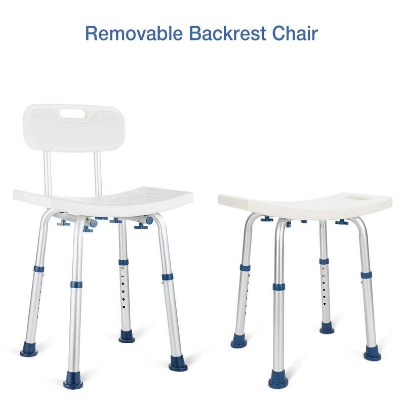 GreenChief Shower Chair with Back Removable - Small Shower Stool for Inside Shower, Narrow Bathtub Chair, Adjustable Shower Seat for Seniors, Elderly, Handicap, Disabled (300 LBS)