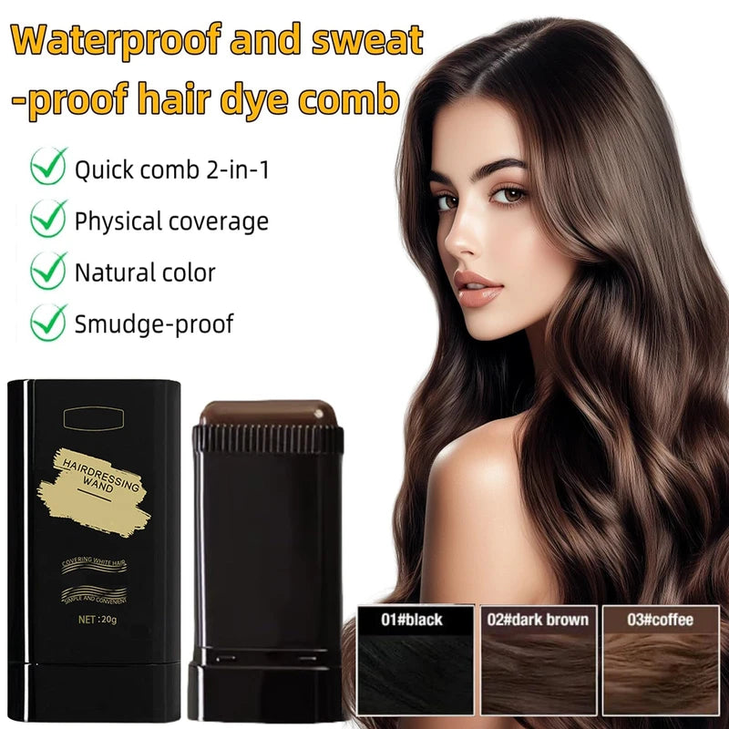 Safe and Convenient Comb Hair Dye, Hair Concealer Combing Hair, Donb Portable Hair Colouring Comb, Waterproof and Sweat-Proof Hair Dye Comb, Convenient Comb Hair Dye for Quick Touch-Ups (Black, 2pcs)