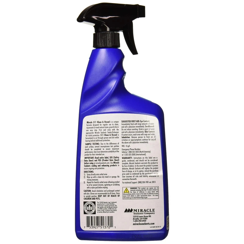 Miracle Sealants KLRE32OZ6 511 Kleen & Reseal Cleaners, 32 oz