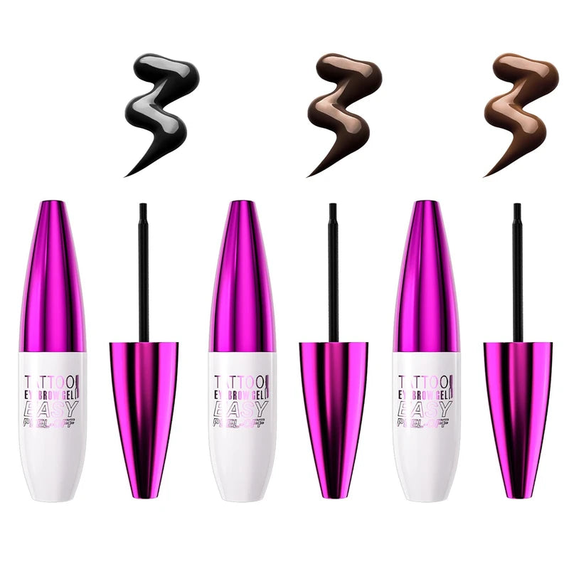 3Pcs Easy Peel Off Eyebrow Tint, Tattoo Brow Gel Tint, Long-lasting, Waterproof, Transfer-proof Eyebrow Tinting Kit for Fuller & Defined Looking Brows