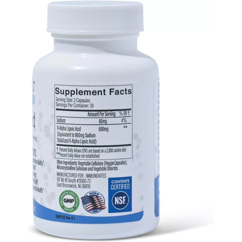 Acido R-alfa Lipoico Estabilizado ((True)) 600 Mg Por Porcion [[Pot Alta