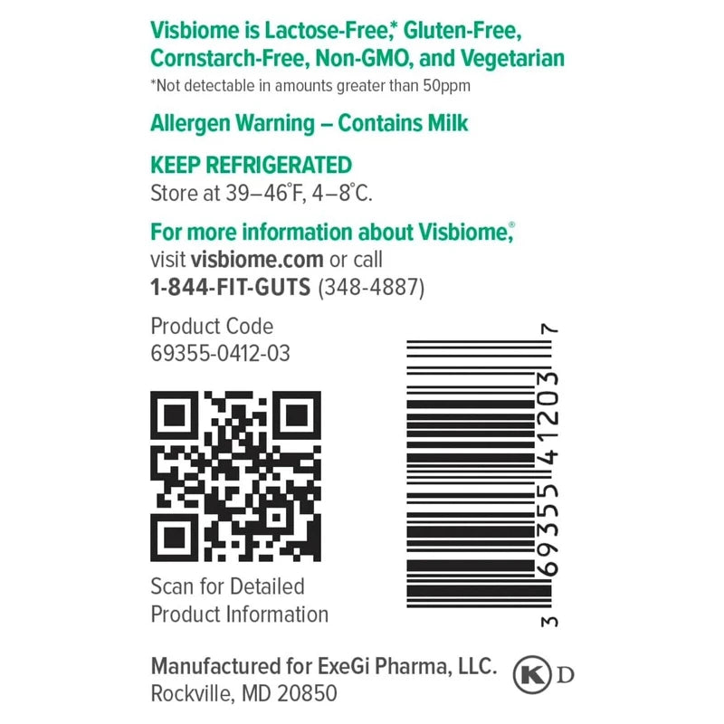 Visbiome GI CARE High Potency Probiotic- 112.5 BILLION 60 Capsules EXP:04/2026