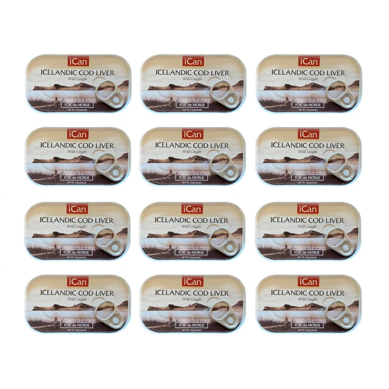 Icelandic Cod Liver Wild Caught (Foie de Morue) Slice 4oz. (PACK OF 12 CANS)