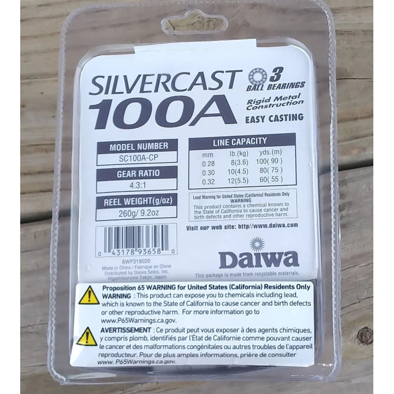 Daiwa Silvercast 100 A Spincast Reel SC100A-CP Fishing Reel 4.3:1 Gear Ratio