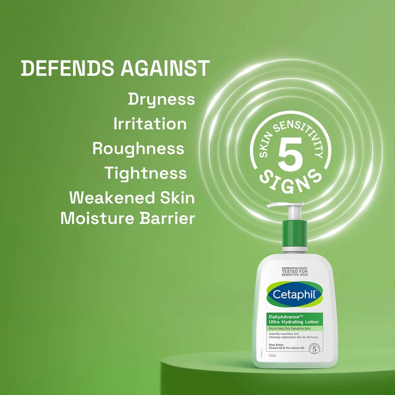 CETAPHIL Daily Advance Ultra Hydrating Lotion 473ml, Gentle Body Moisturiser for Sensitive Dry to Very Dry Skin, With Shea Butter, Glycerin & Panthenol, Hypoallergenic, Dermatologist Tested