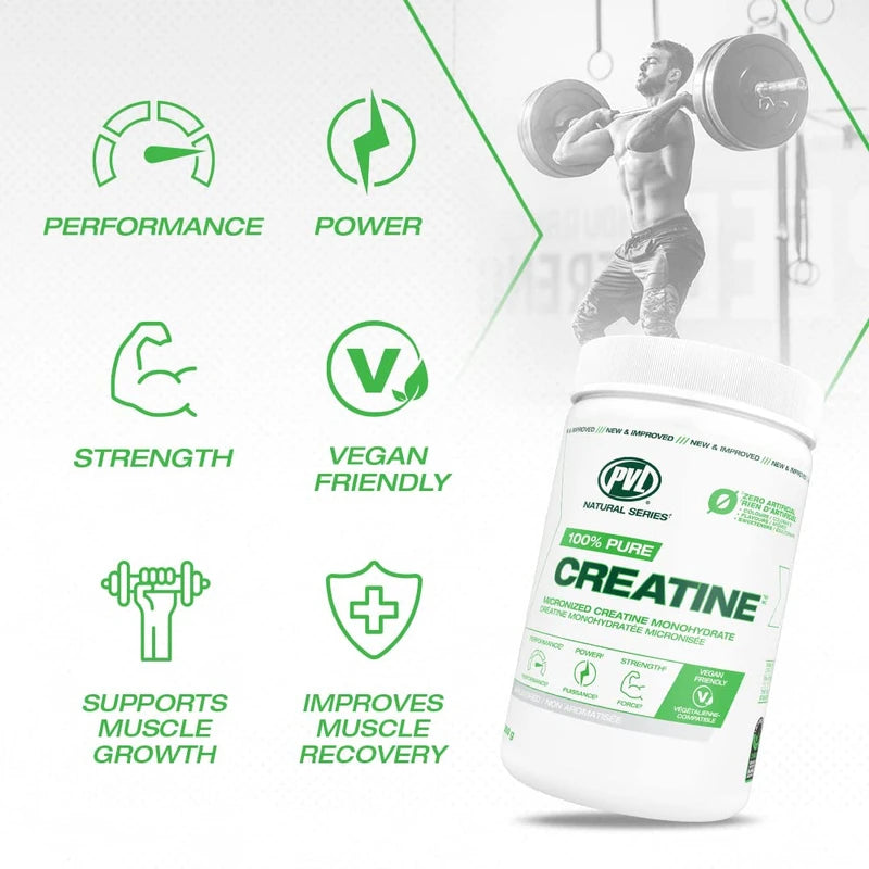 PVL 100% Pure Creatine | Creatine Monohydrate Micronized Powder | Pre-Workout Supplement | 300 g | Unflavoured