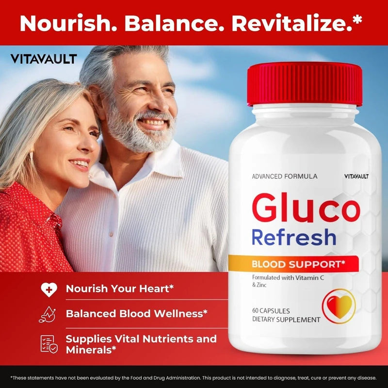 Vitavault Gluco Refresh Capsules, GlucoRefresh Support Supplement Pills - Maximum Strength, Gluco Refresh Health & Wellness Capsules, GlucoRefresh All Natural Formula Pills Reviews (2 Pack)