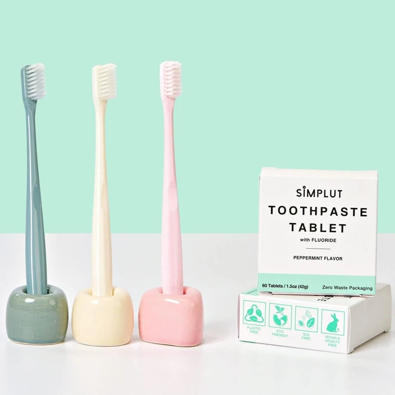 Chewable Toothpaste Tablets with Fluoride, 60 Pack - Travel Sized Oral Care, Eco Friendly Vegan Dental Tabs for Brushing - All Natural, SLS Free Ingredients for Adults - Peppermint Flavored