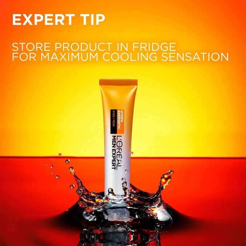 L'Oréal Paris Men Expert Hydra Energetic Anti-Fatigue Roll-On Eye Care with Vitamin C & Caffeine, Eye Cream for Men, 10ml