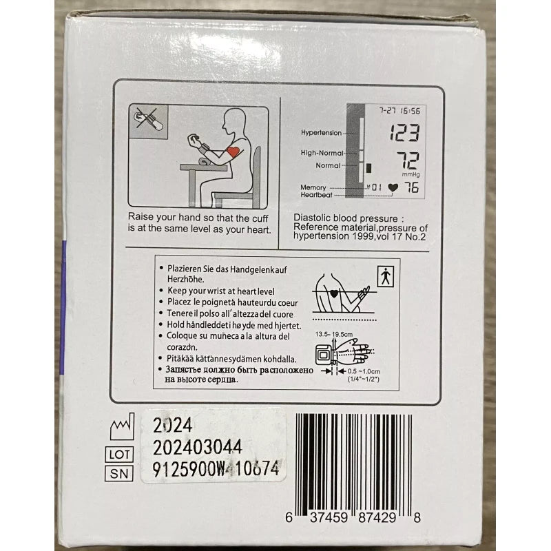 GM Generation Guard GM-500W Clinical Wrist Blood Pressure Monitor Digital LCD