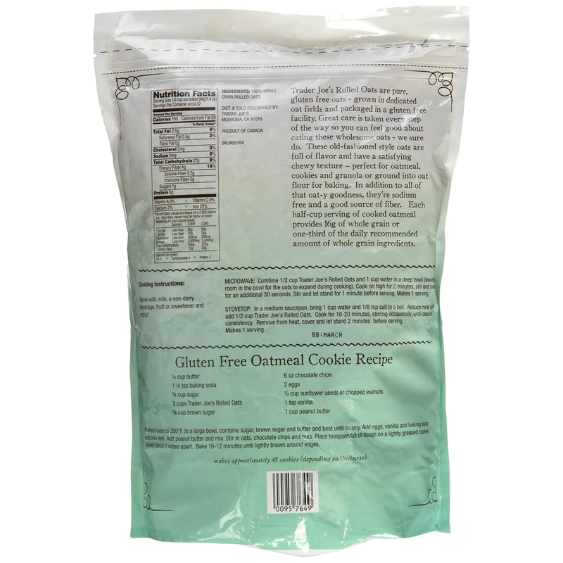 Trader Joes Gluten Free and Wheat Free Rolled Oats, 32 OZ