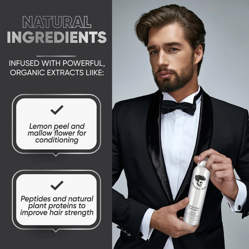 Avenue Man Super Hold Hairspray (10 oz) - Hair Products For Men - Super Strong Hold & Fast Drying Hair Spray for All Hair Types - Paraben-Free