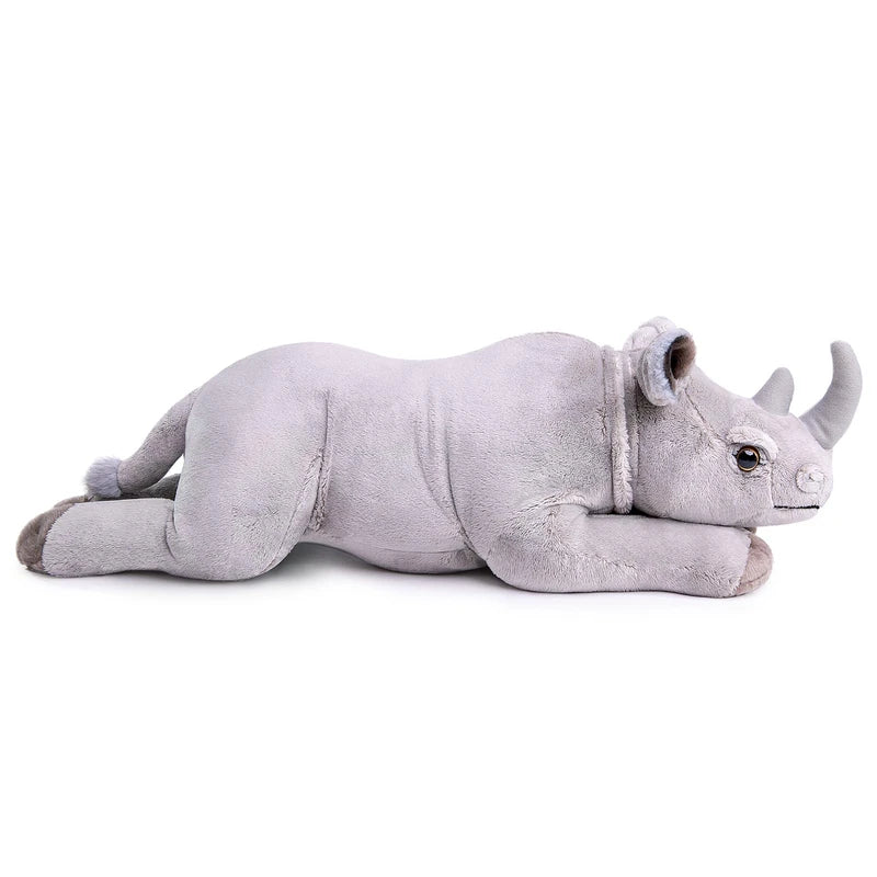 lilizzhoumax Simulation Rhino Plush Toy 55cm/22”, Realistic Stuffed Animal Wild Rhino Plush Toy, Cute Rhino Plush Toy, Super Soft Rhino Plush Home Decoration Animal Toys, Gift for Friends and Kids