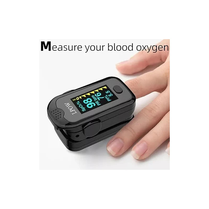LPOW Fingertip Pulse Oximeter – Blood Oxygen Saturation (SpO2), Pulse Rate & PI Monitor with OLED Display, Alarm & Bluetooth App – Includes Batteries & Lanyard
