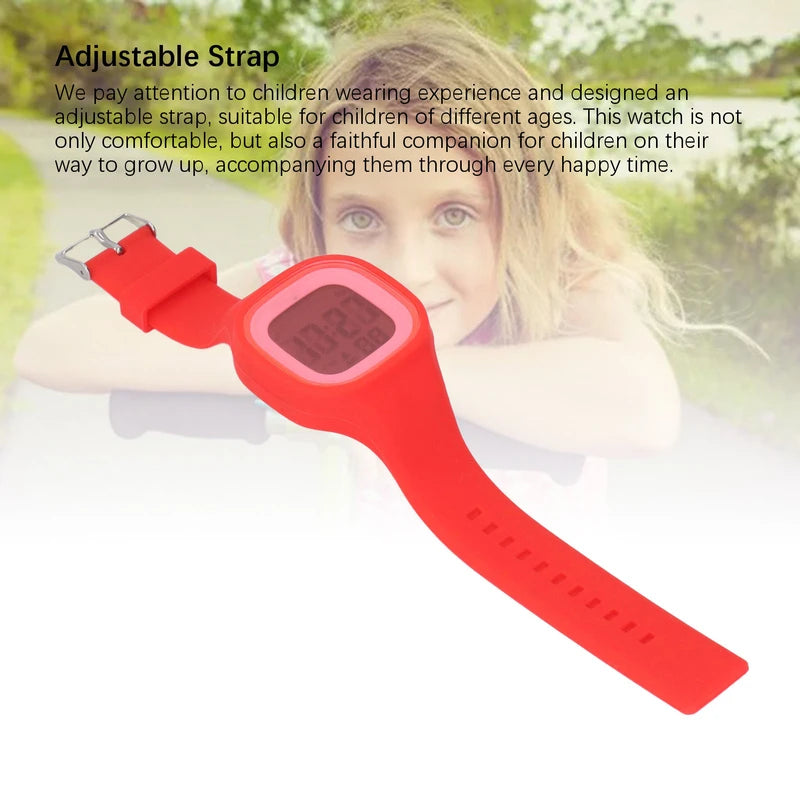 Children Digital Watch Alarm 50M Waterproof Shockproof Drop Resistant Child Digital Sport Outdoor Watch for Daily Use Red
