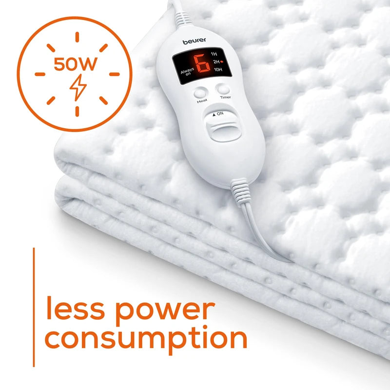 Beurer Beurer UWB55 Heated Underblanket | Electric Blanket with Super Soft Fleece - Personal Heating Pad Warmer with 8 Temperature Settings, Auto Shut-Off and Overheat Safety Features
