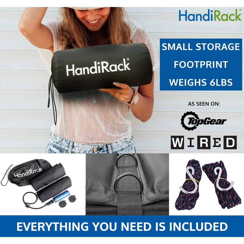 HandiRack - The Original Universal Inflatable Roof Rack - Easy to Haul Kayaks, Canoes and Snowboards - Tie Down Straps and Bow and Stern Lines Included - 175 Pound Load Capacity - Fits Cars and SUVs