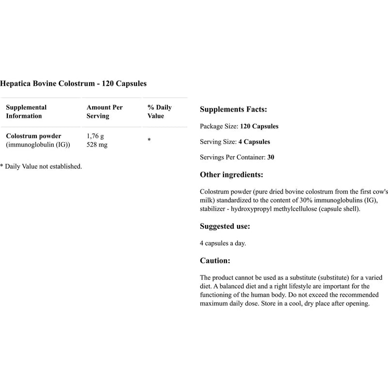 Hepatica Bovine Colostrum 120 Capsules
