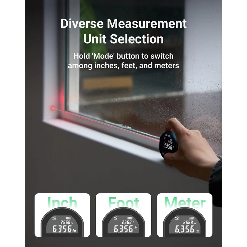 XCOOL 2-in-1 Rolling Digital Tape Measure with Laser, 98-ft Laser Tape Measure & 328-ft Rolling Tape Measure with Digital Readout and Magnetic Back Design,Small Tape Measure with Unit Switching