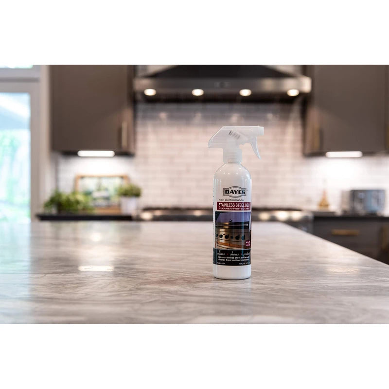 Bayes High-Performance Stainless Steel BBQ Cleaner, Polish, and Protectant - Cleans, Shines and Protects Exterior Stainless Steel Barbecue Surfaces, Shields from Outdoor Elements - 16 oz