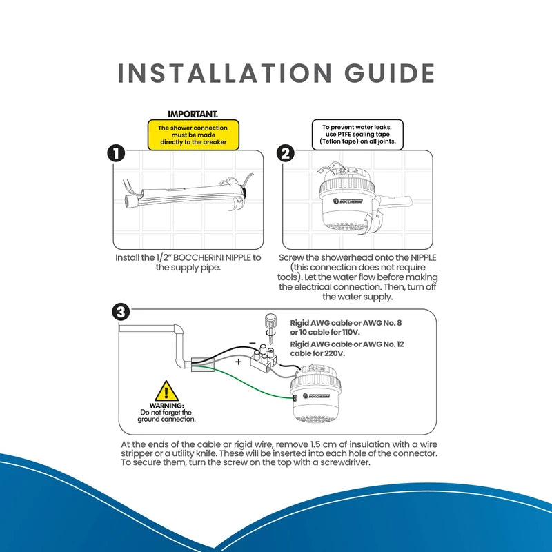 BOCCHERINI Electric Shower Water Heater For Bathroom 110V / 120V Ducha Electrica Para Agua Caliente Regadera Ducha Electrica/Instant Hot Water
