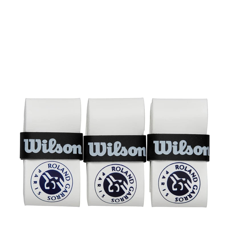 WILSON Roland-Garros Tennis Overgrip - 3 Pack, White/Navy