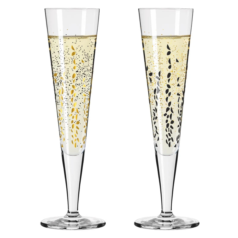 Ritzenhoff 6031005 Champagne Glass 200 ml - Goldnacht Duett Series - 2 x Designer Pieces with Real Gold - Made in Germany