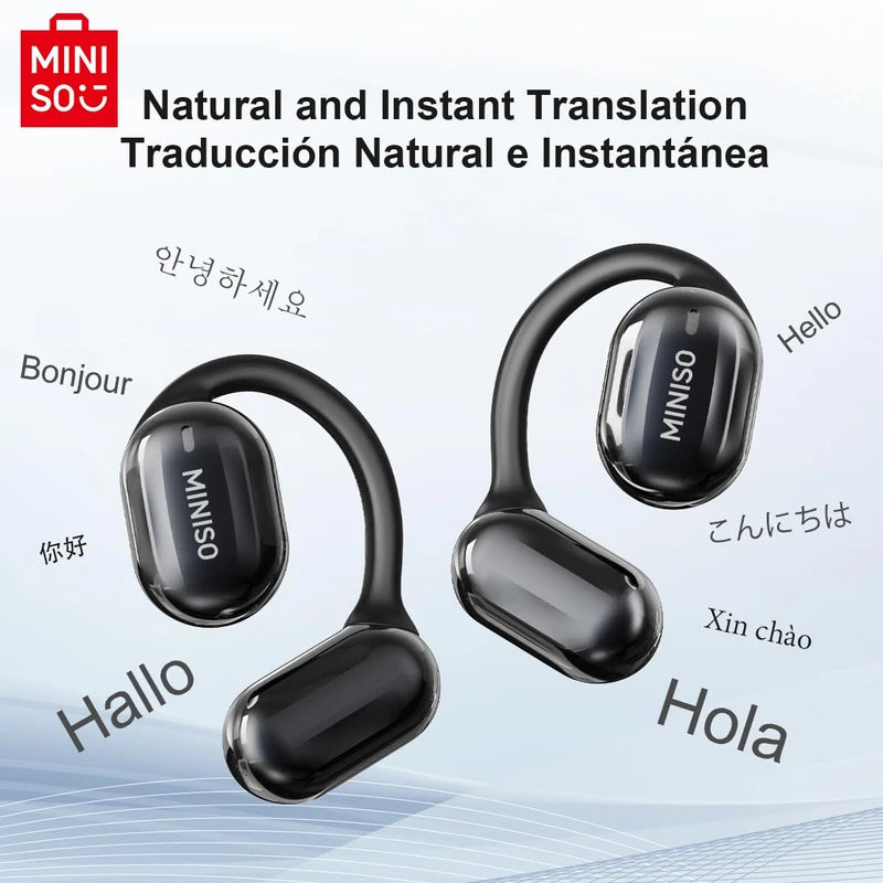 MINISO MS162 Translation Earbuds Real Time OWS Open Ear AI Translator Earbuds Wireless Bluetooth Earphones Support 135 Languages Translator Earbuds Bluetooth Translation for iOS & Android
