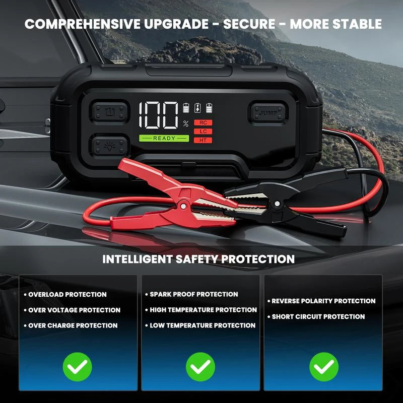 HOPCREW 6000A Jump Starter – HOPCREW 32000mAh 12V Battery Booster for Gas & Diesel Engines (Up to 12L), LED Display, 60W PD Fast Charging, Integrated LED Light - Specification: Default