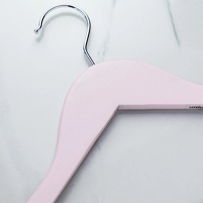 Harbour Housewares Wooden Children's Hangers - Light Pink - Pack of 10