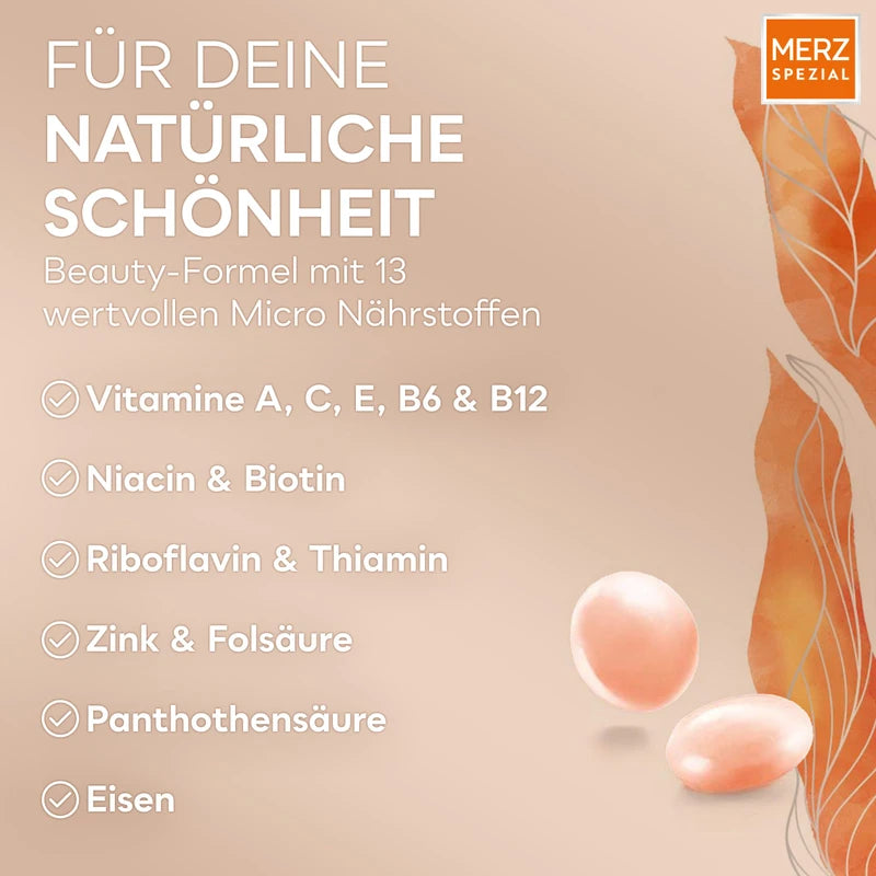 Merz Spezial Skin Hair Nails Dragees - 1 x 120 Tablets - Dietary Supplement with 13 Micro Nutrients for Radiant Skin, Shiny Hair and Firm Fingernail