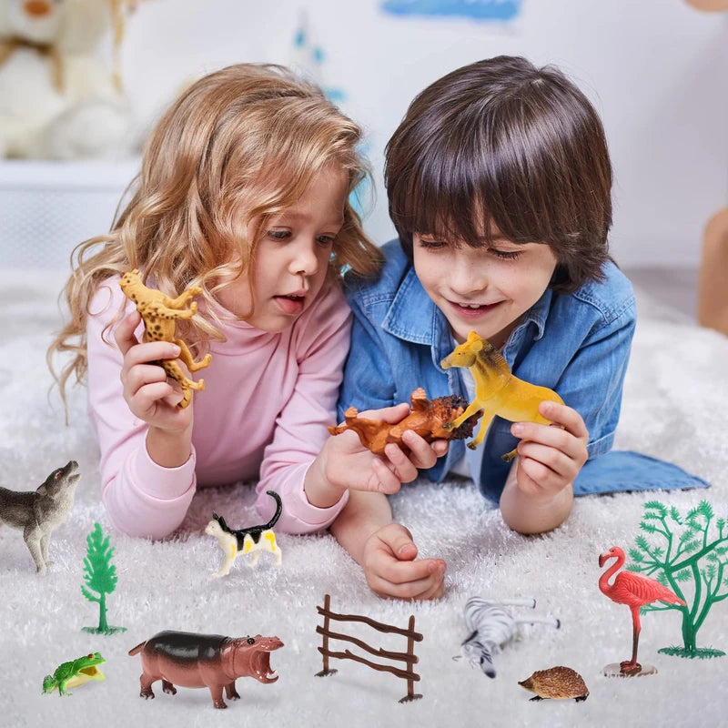 Migration 100 Piece Set of Animal Plastic Figures Playset, Includes Wild, Safari, Zoo, Jungle, Farm, Forest, Desert, Ocean Animals, Birds, Action Toy Figures Accessories and Container