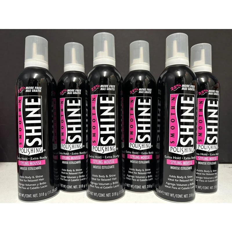 Smooth 'N Shine Polishing Extra Hold Extra Body Styling Mousse - 6 Pack/11.25 oz