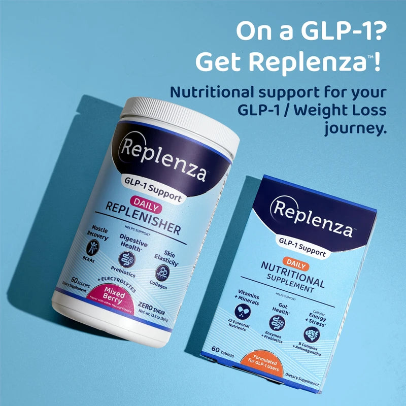 Replenza Replenza Daily GLP-1 Nutritional Support Supplement, Essential Vitamins and Minerals, Support for Gut Health, Stress and Cellular Energy C 60 Tablets