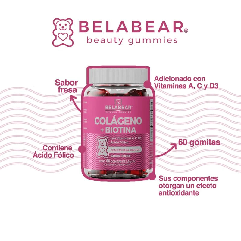 BELABEAR - Colágeno + Biotina 60 Gomitas by Belabear