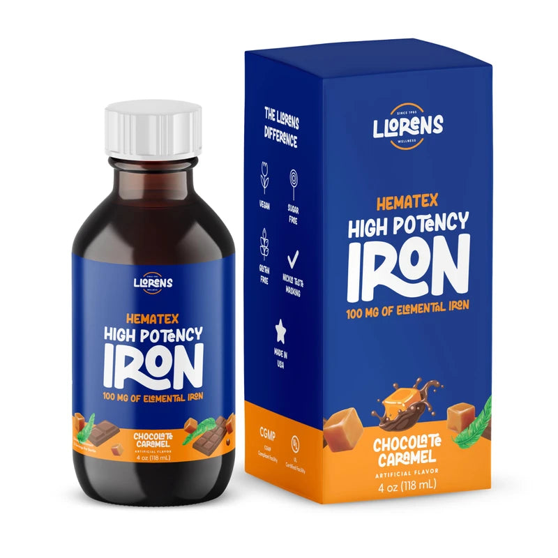 Hematex Iron Supplement High Potency Liquid Iron for Adults by Hematex - 100mg Polysaccharide Iron Complex Iron Supplements for Anemia and Iron Deficiency (Chocolate Caramel Flavor)