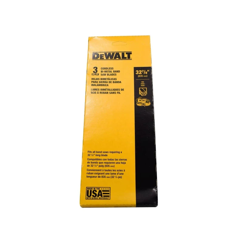 DEWALT Pack Of 3! DEWALT DW3984C, 32-7/8",1/2”, 24tpi BI Metal Cordless Bandsaw Blade