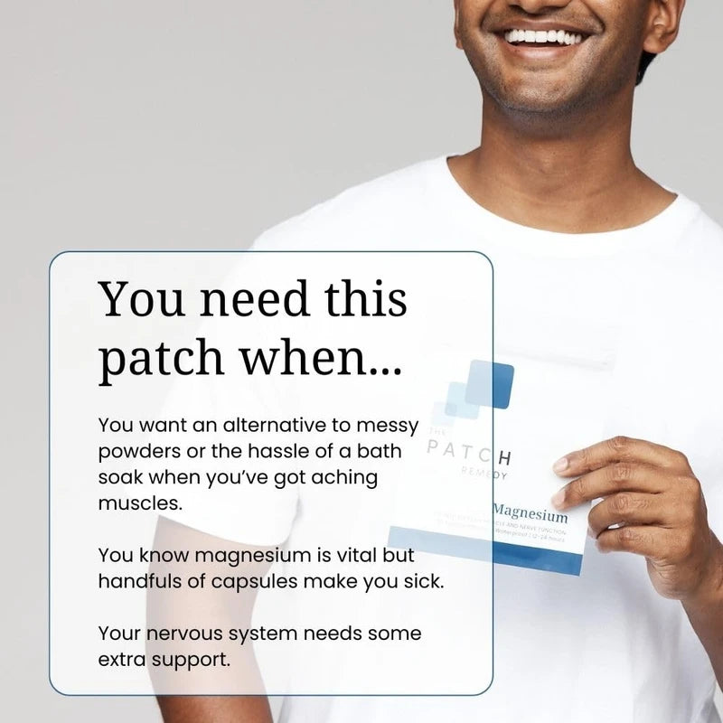 The Patch Remedy Magnesium Patches Magnesium Glycinate | 30 Topical Patches | Waterproof | 100% Magnesium Glycinate | Last 12-24 Hours