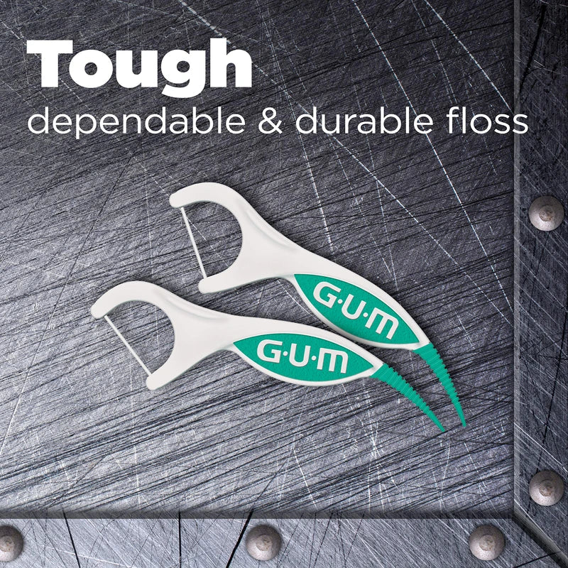 GUM Professional Clean Plus Flosser Picks, Promotes Healthier Gums, Comfort-Pick for Gentle Massage, Fresh Mint Flavour, Teal & White, 60 Flossers (1 Bag)