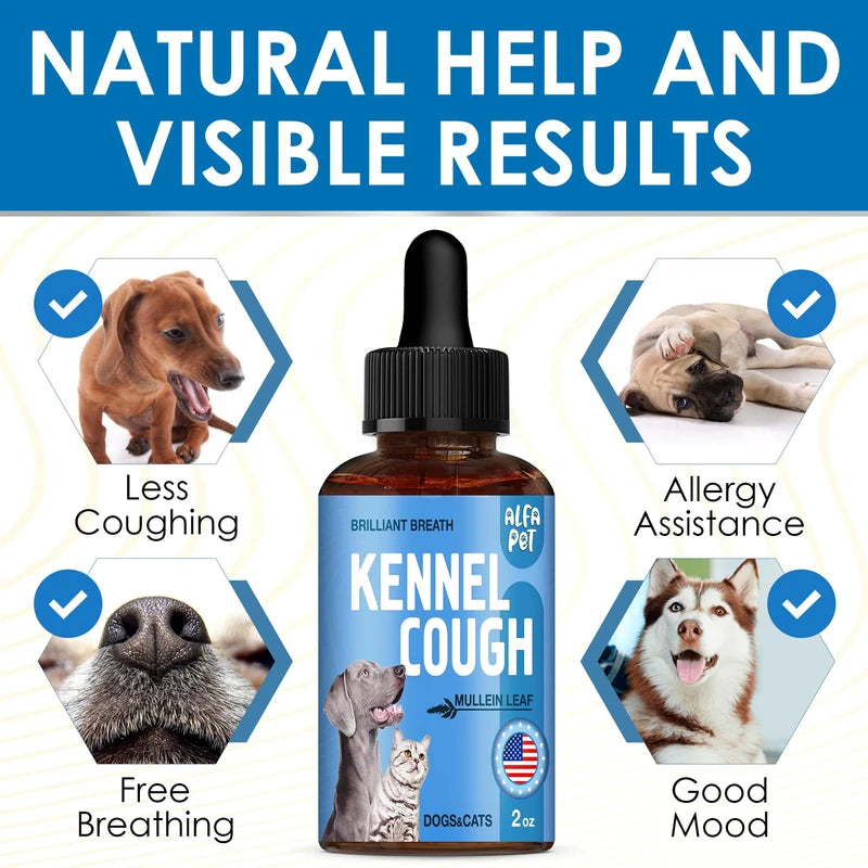 Alfa Pet Dog Cough Treatment Liquid ? Cat and Dog Cough Suppressant ? Natural Supplement for All Breeds ? Care for Breathing During All Life Cycle ? Marshmallow Root + Mullein Leaf in The Composition ? 2 Oz