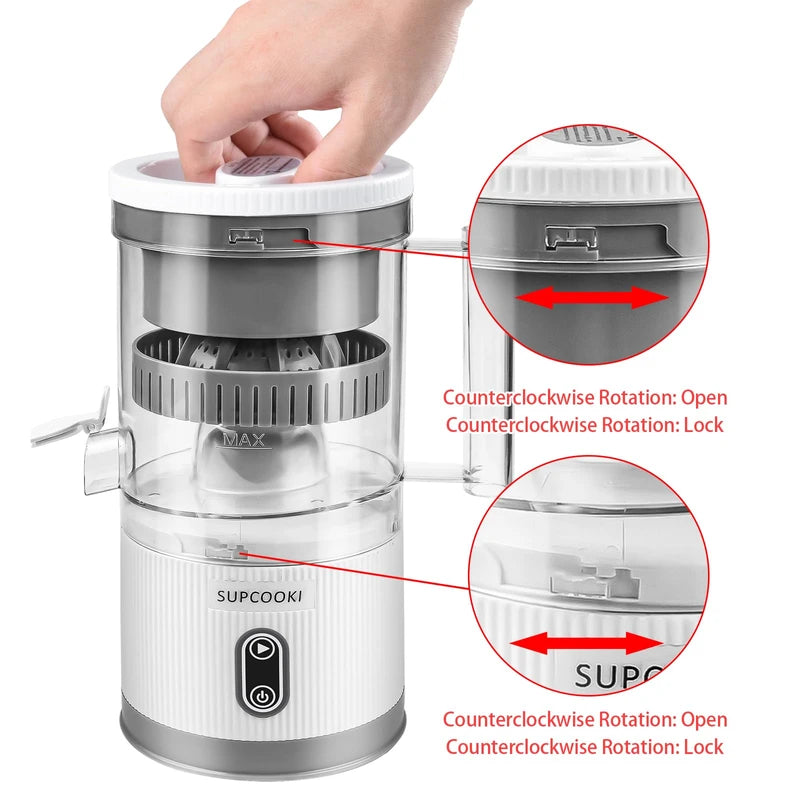 Electric Citrus Juicer - USB Rechargeable Juicer with Cleaning Brush, Orange Lime Lemon Grapefruit Juicer Squeezer, Easy to Clean Portable Juicer Machine
