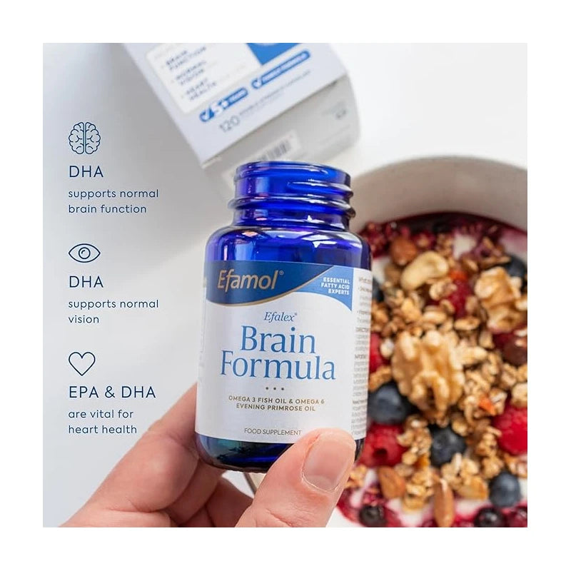 Efamol Efalex Brain Formula Capsules - 60 Fish Oil Capsules | Fish Oil Omega 3 Brain Supplement & Omega 6 Evening Primrose Oil Capsules | DHA Supports Normal Brain Function | Suitable from 5+