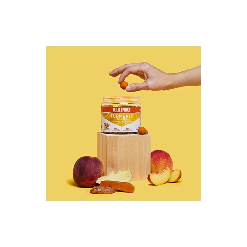 Bulletproof Sugar-Free Peach Ginger Turmeric Gummies, 60 Count, Keto Supplement for Joint and Inflammation Response Support