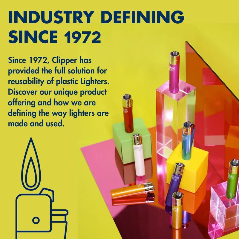 Clipper - Classic Large Reusable Lighter - Iconic Premium Refillable Lighters Bulk Pack - Replace Butane, Flint, and Spark Wheel for Unlimited Lights - 48 Pack - Triple Gradient