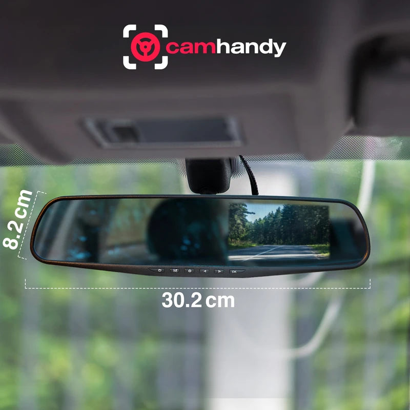 CamHandy Car Dash Cam - 24/7 Security Car Camera, Motion Detection, Night Vision, Built-in Microphone, 1080P HD Dash Camera for Cars, Size 30.2cm x 8.2cm x 4cm
