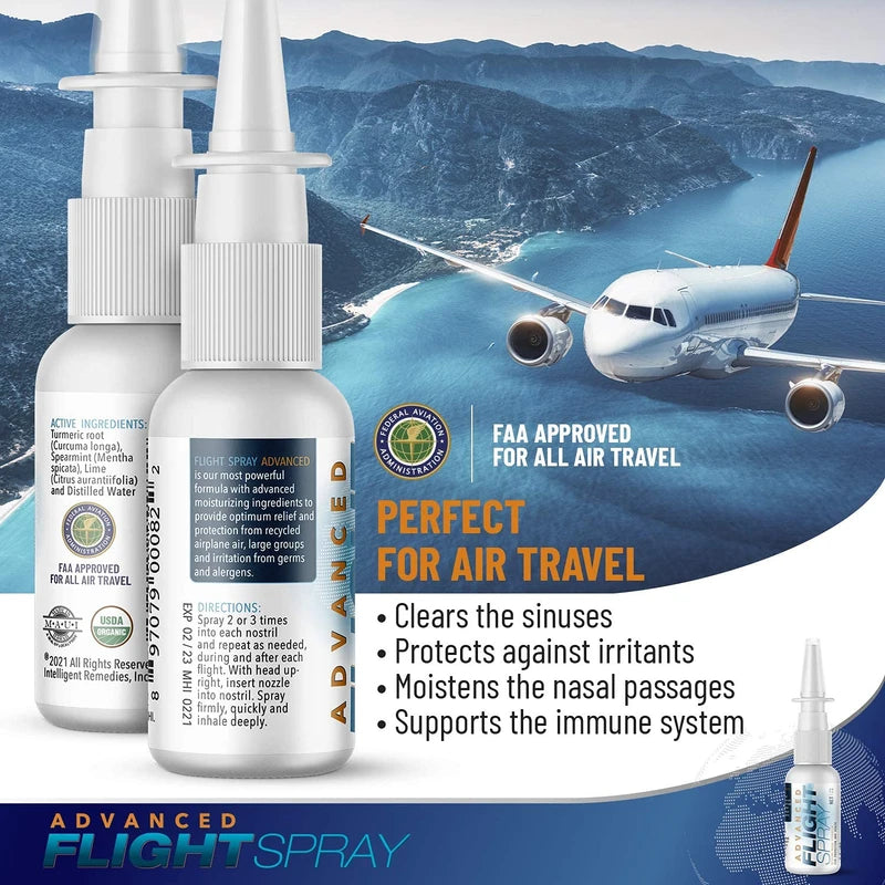 Intelligent Remedies Flight Spray Advanced, Nasal Nose Spray Cleaner for Hydration - Air Humidifier + Saline Alternative, 1 Ounce Bottle