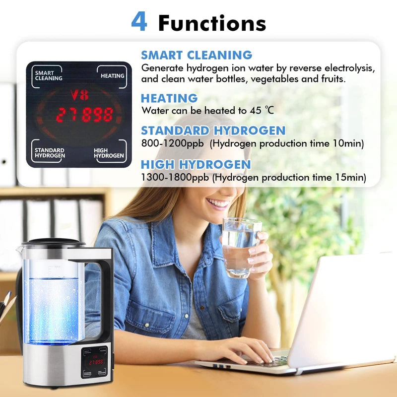 Upgraded 1800 PPB Hydrogen Water Generator with SPE and PEM Technology,Hydrogen Rich Water Machine Unlimite Water Quality