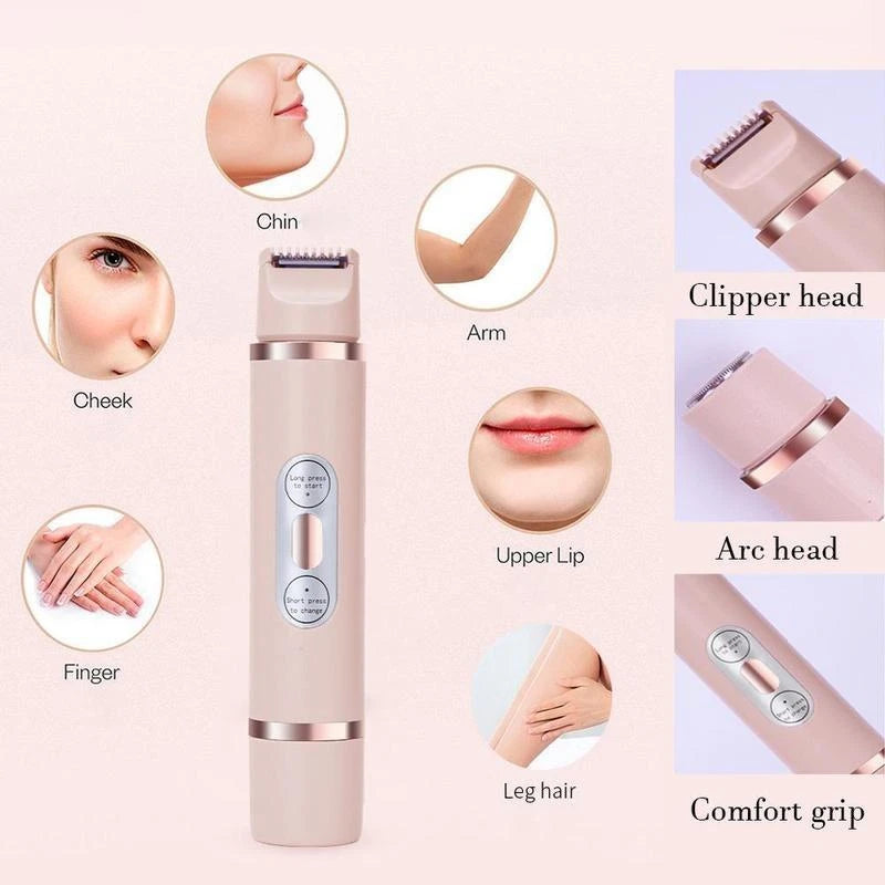 2 in 1 Rechargeable Electric Hair Shaver, 1 Count Double Cutter Head Design Hair Remover, Wet & Dry Use Body Hair Trimmer for Home & Travel - Color: Pink, Specification: 1 count