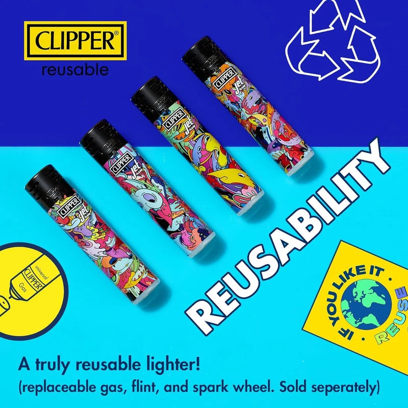 Clipper - Classic Large Reusable Lighter - Iconic Premium Refillable Lighters Bulk Pack - Replace Butane, Flint, and Spark Wheel for Unlimited Lights - 48 Pack - Triple Gradient