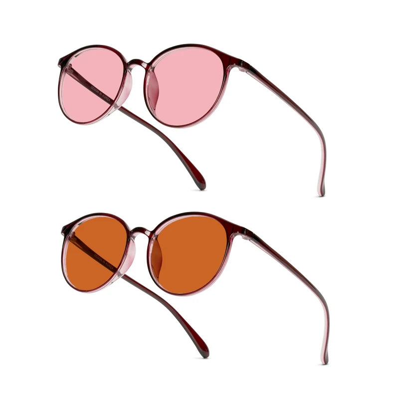 BRADDELL Indoor FL-41 Rose & Outdoor FL-60 Brown Tinted Migraine Light Sensitivity Glasses for Fluorescent LED Glare, Photophobia and Computer Usage